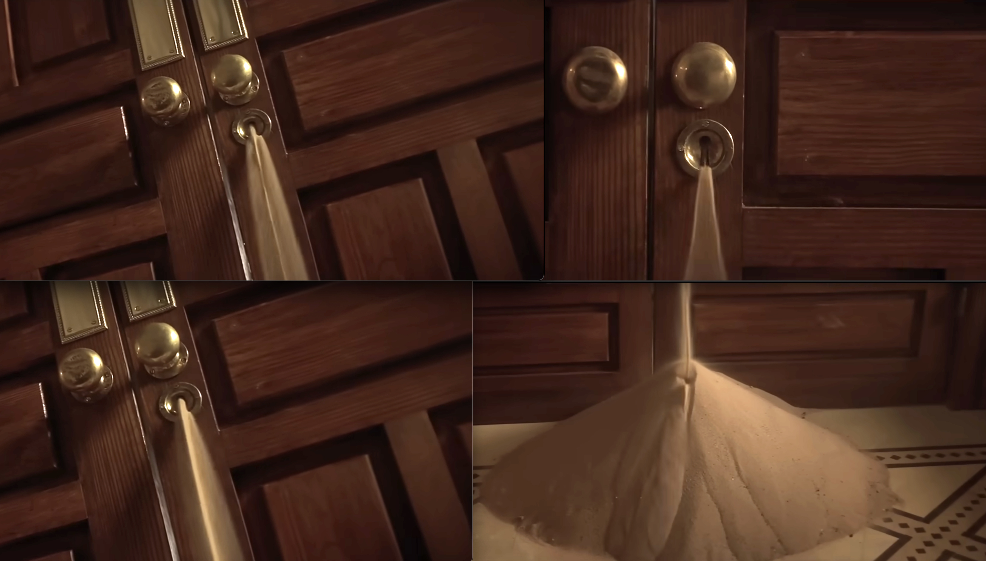 Sand pouring through a keyhole